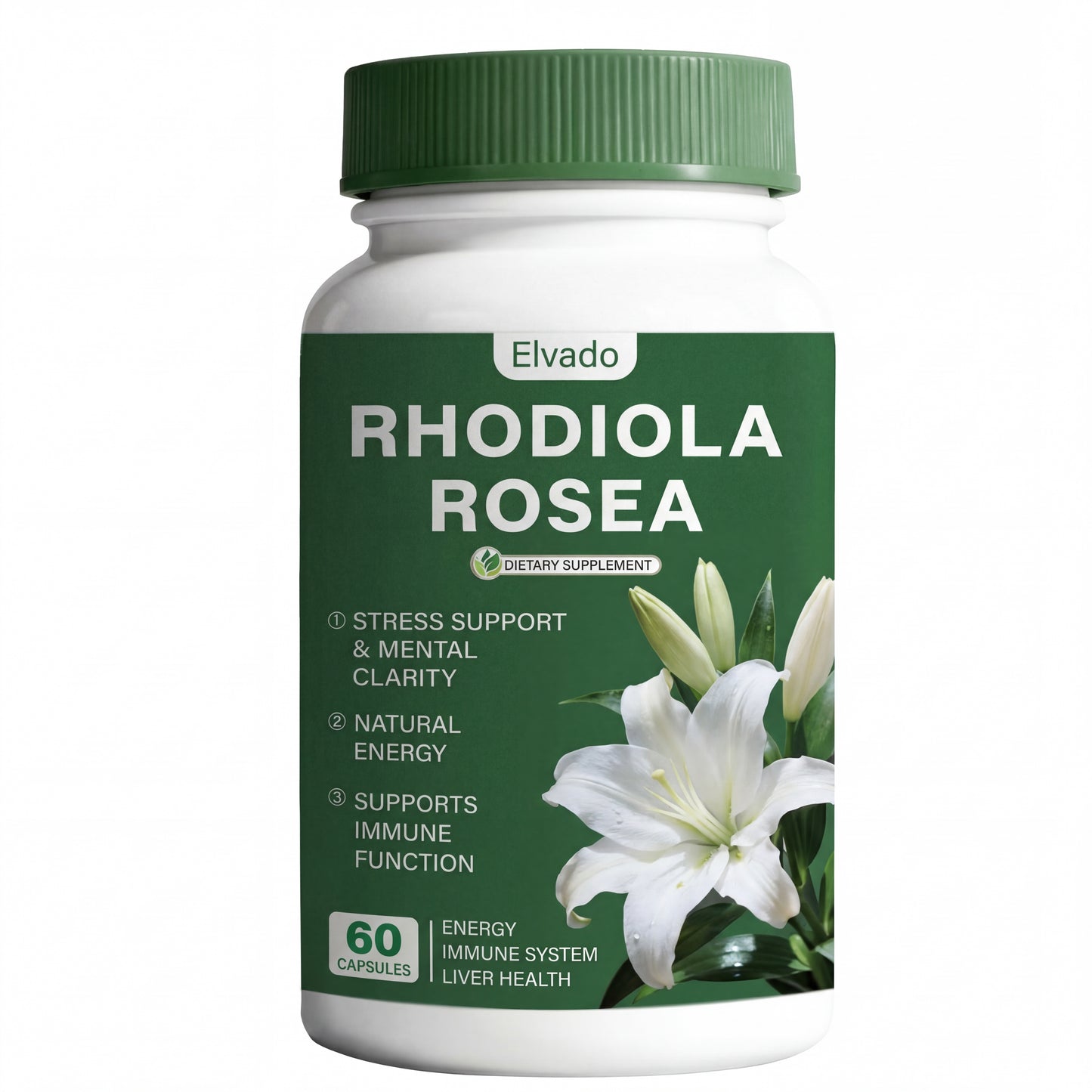 Elvado Rhodiola Rosea  500mg – Stress, Energy & Focus